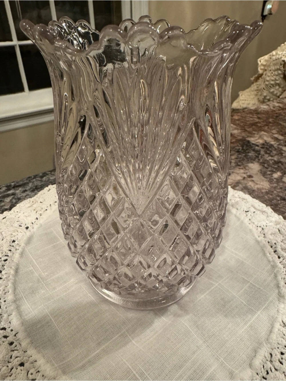 Crystal Cut Glass Decorative Vase - Clear